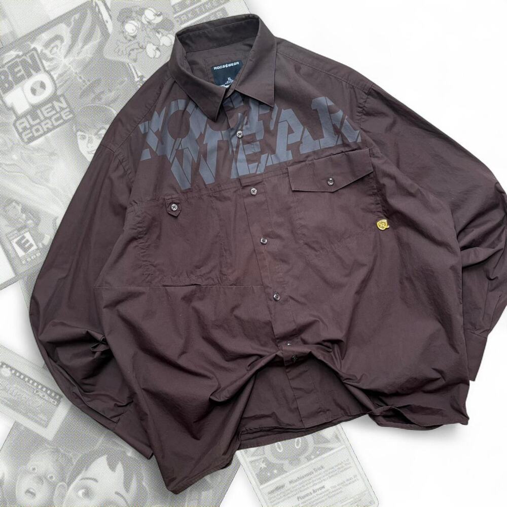 Brown‎ vintage Rocawear Graphic Long sleeve Polo
